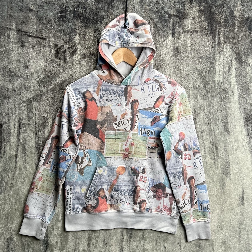 Jordan Hoodie Youth L 12-13 Years Michael Jordan Collage Graphic All Over Print